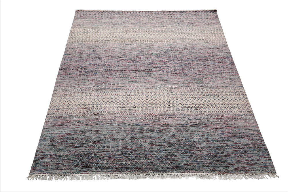 8x10 Beige, Lavander, Gray Color Hand Knotted  Wool & Bamboo Silk Modern Oriental Rug