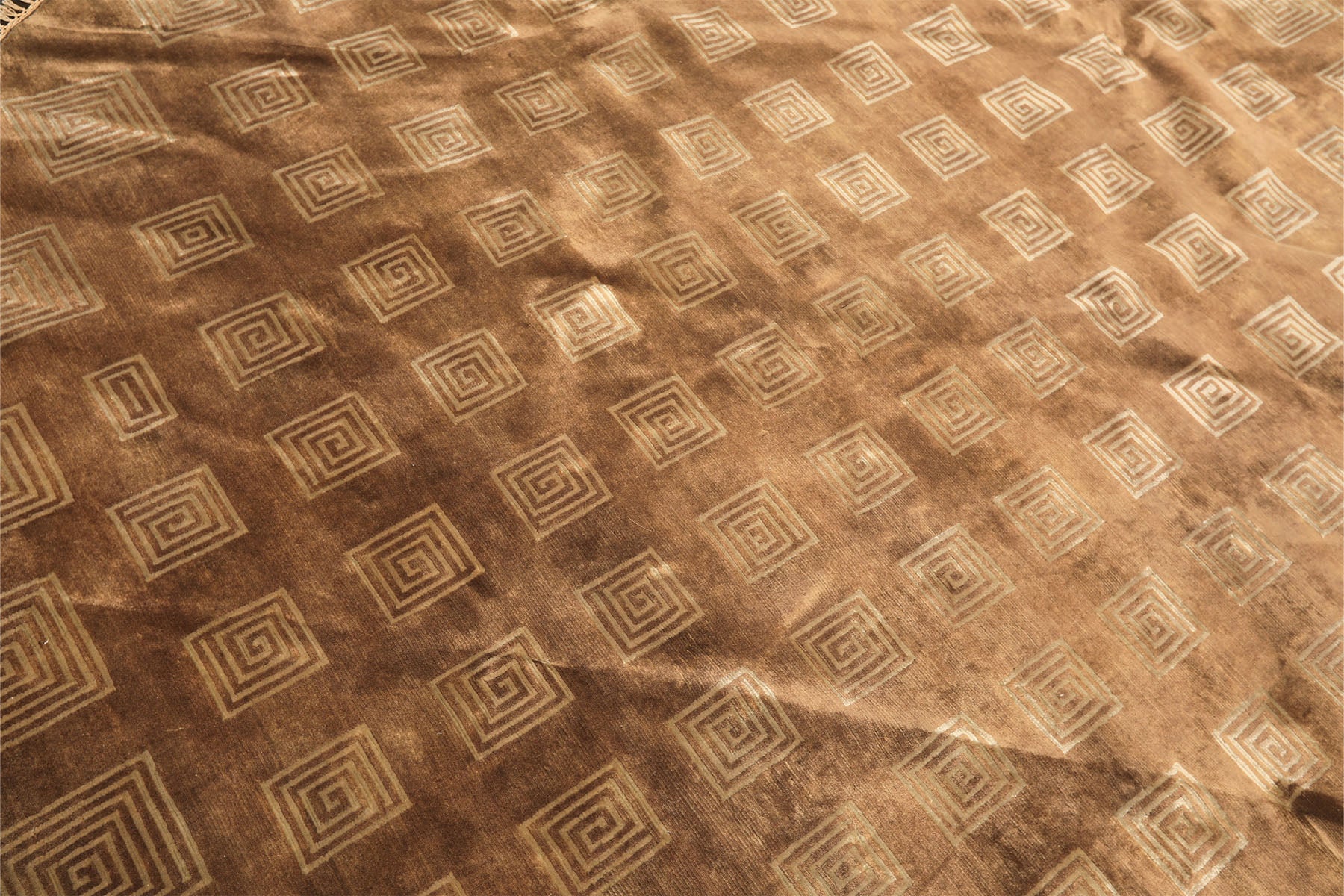 8' Round Camel, Celadon, Color Hand Knotted Tibetan New Zealand Wool Transitional Oriental Rug