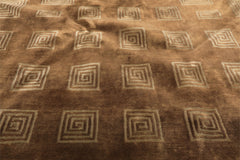 8' Round Camel, Celadon, Color Hand Knotted Tibetan New Zealand Wool Transitional Oriental Rug
