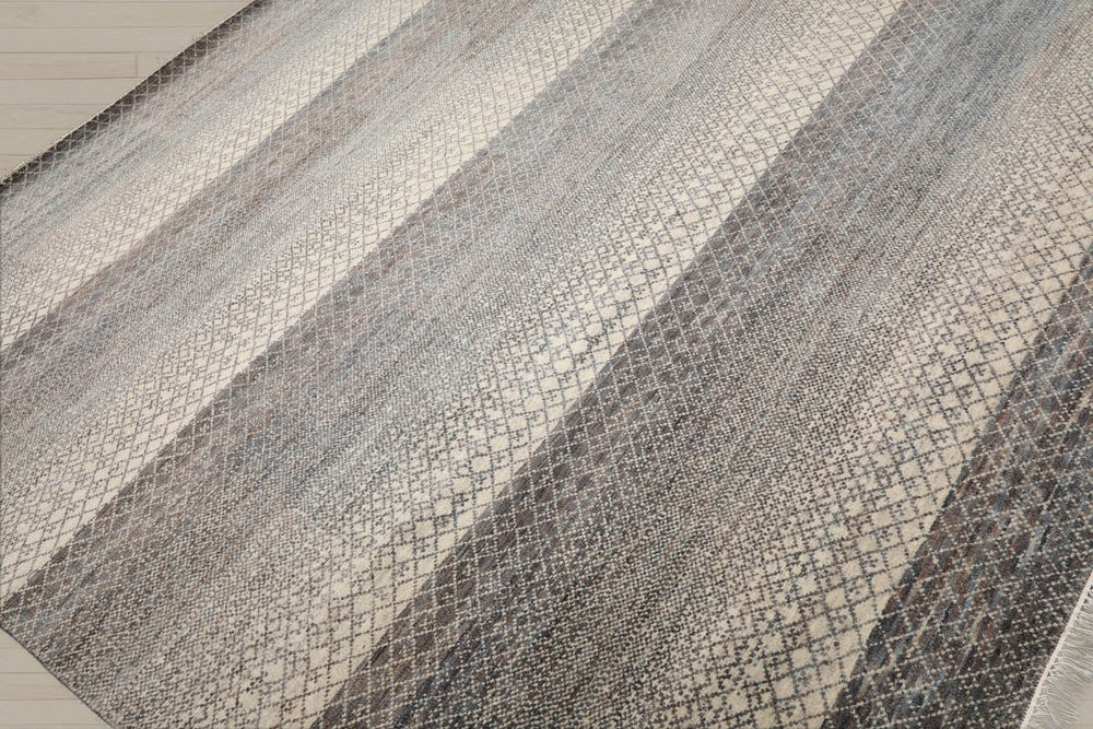 8x10 Beige, Gray, Brown Color Hand Knotted  Wool & Bamboo Silk Modern Oriental Rug