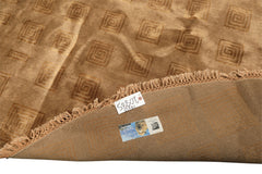 Round Tan, Gold, Color Hand Knotted Tibetan New Zealand Wool Transitional Oriental Rug