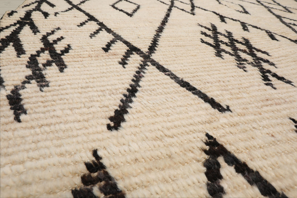 5x7 Ivory, Black, Color Hand Knotted Afghan Moroccan 100% Wool Modern & Contemporary Oriental Rug