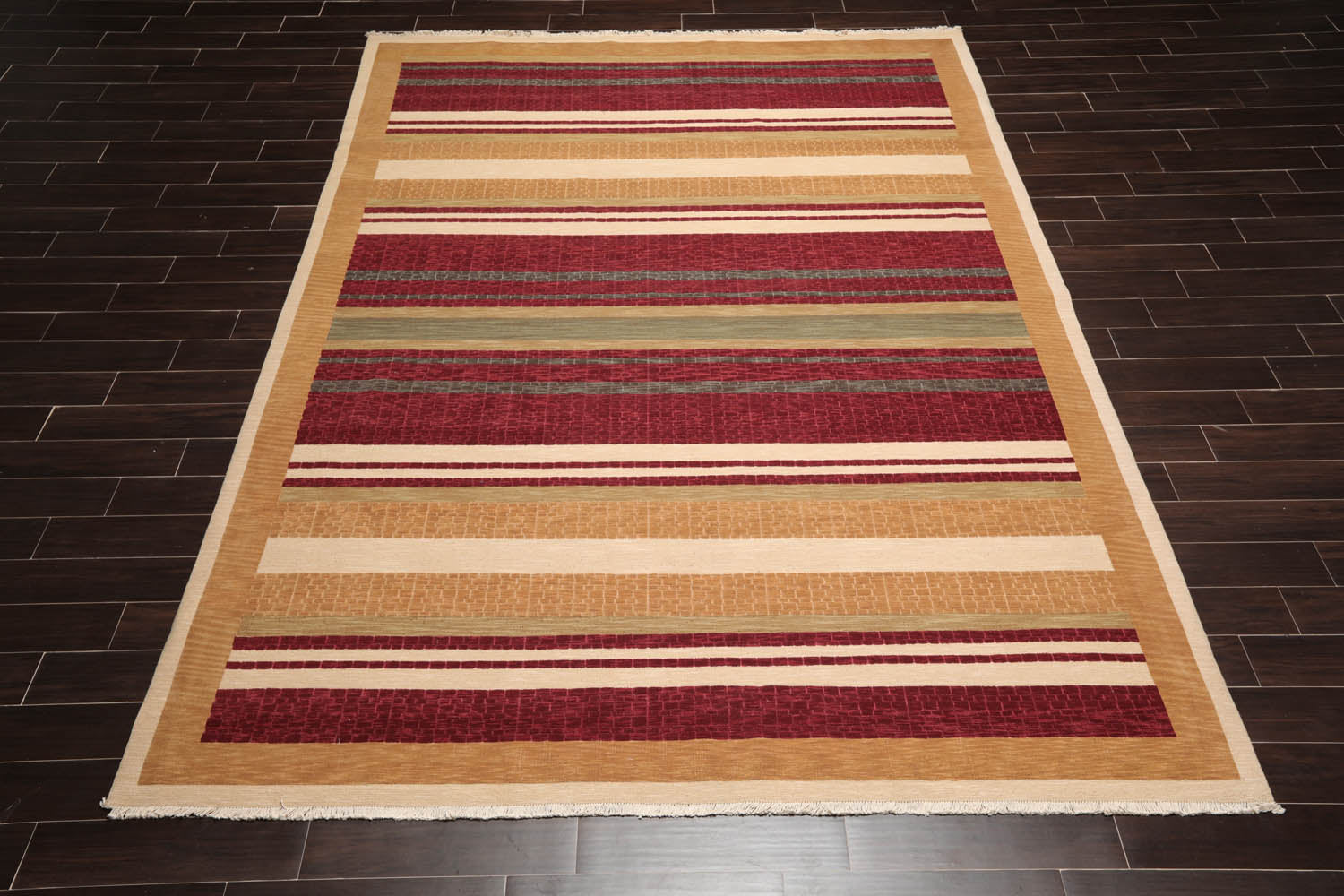 9x12 Burgundy, Tan, Sage Color Hand Knotted  100% Wool Modern Oriental Rug