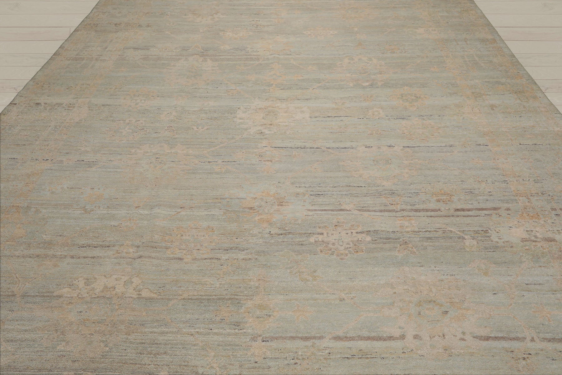 10x14 Mint, Beige, Tan Color Hand Knotted Afghan Oushak 100% Wool Transitional Oriental Rug