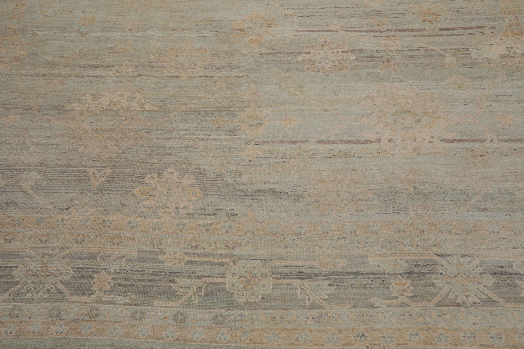 10x14 Mint, Beige, Tan Color Hand Knotted Afghan Oushak 100% Wool Transitional Oriental Rug