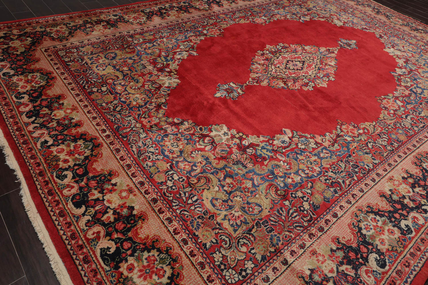 10x14 Coral, Beige, Blue Color Hand Knotted Mahal 100% Wool Traditional Oriental Rug