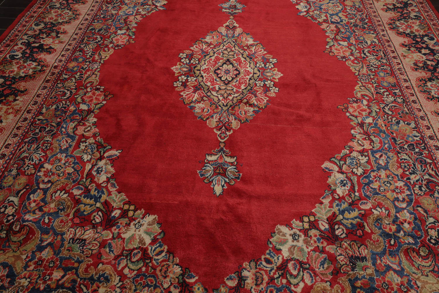10x14 Coral, Beige, Blue Color Hand Knotted Mahal 100% Wool Traditional Oriental Rug