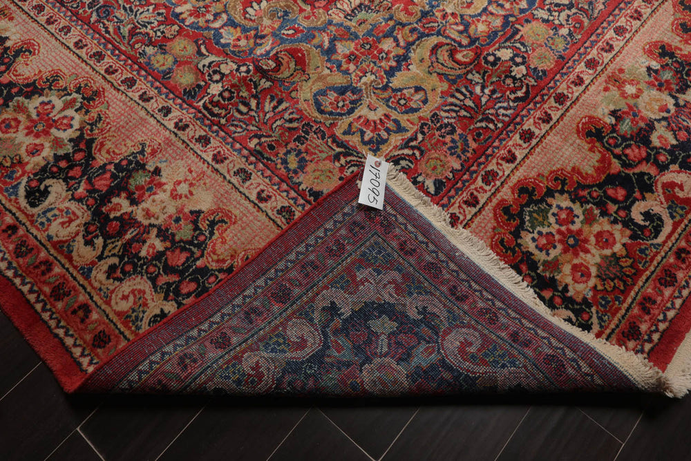 10x14 Coral, Beige, Blue Color Hand Knotted Mahal 100% Wool Traditional Oriental Rug
