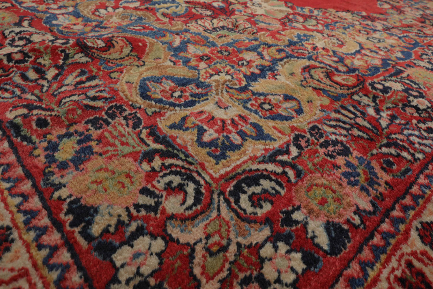 10x14 Coral, Beige, Blue Color Hand Knotted Mahal 100% Wool Traditional Oriental Rug