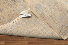 8x10 Beige, Taupe, Slate Color Hand Knotted Khotan Wool Transitional Oriental Rug