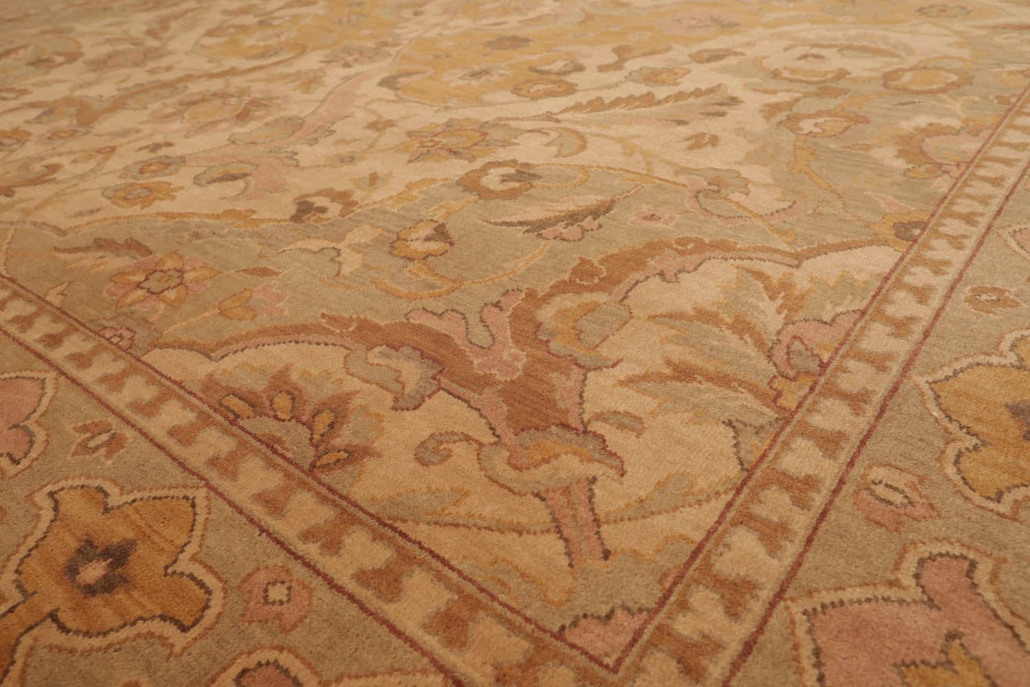 8x10 Beige, Gold, Moss Color Hand Knotted Persian 100% Wool Traditional Oriental Rug