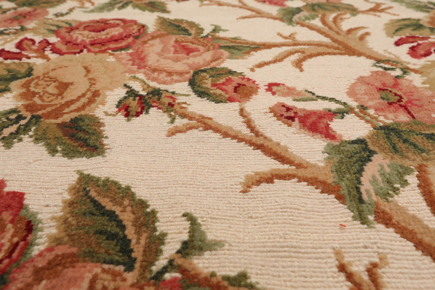 6x9 Beige, Rose, Green Color Hand Knotted  100% Wool Traditional Oriental Rug