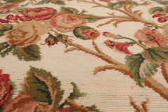 6x9 Beige, Rose, Green Color Hand Knotted  100% Wool Traditional Oriental Rug