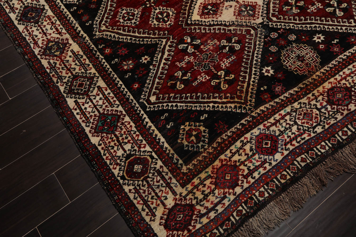 7x11 Ivory, Rust, Charcoal Color Hand Knotted Sirraj 100% Wool Traditional Oriental Rug