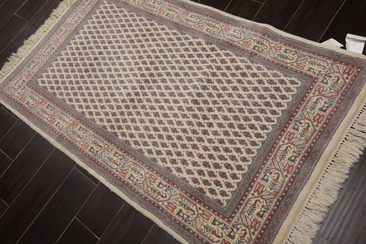 3x5 Cream, Rust, Blue Color Hand Knotted Boteh 100% Wool Traditional Oriental Rug