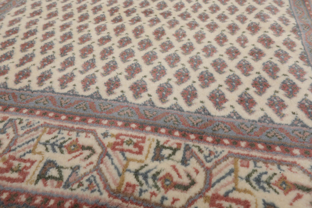 3x5 Cream, Rust, Blue Color Hand Knotted Boteh 100% Wool Traditional Oriental Rug