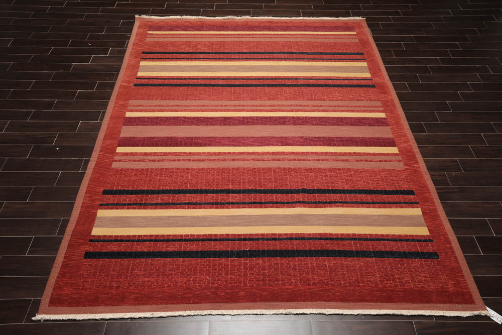 9x12 Rust, Brown, Navy Color Hand Knotted  100% Wool Modern Oriental Rug