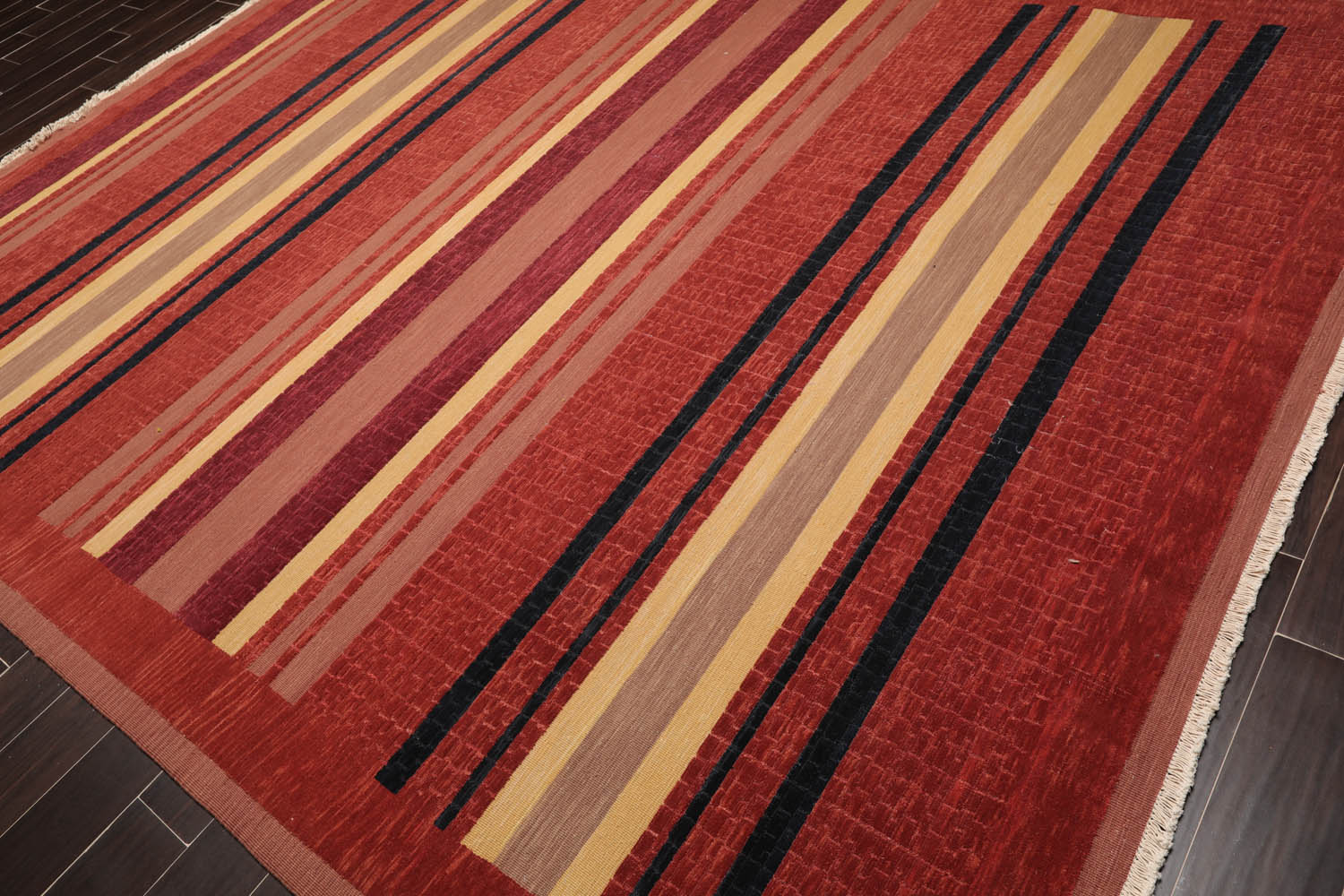 9x12 Rust, Brown, Navy Color Hand Knotted  100% Wool Modern Oriental Rug