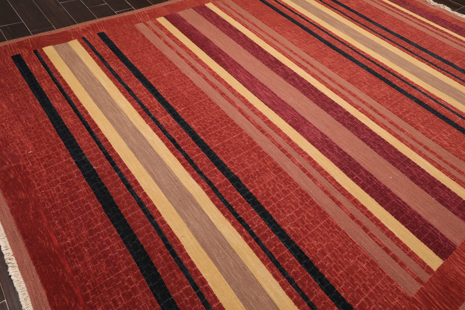 9x12 Rust, Brown, Navy Color Hand Knotted  100% Wool Modern Oriental Rug
