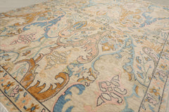 Multi Size Beige Blue Aqua Color Hand Knotted Oushak Wool Transitional Oriental Rug