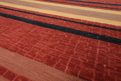 9x12 Rust, Brown, Navy Color Hand Knotted  100% Wool Modern Oriental Rug