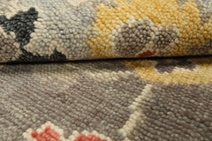 Multi Size Taupe Ivory Aqua Color Hand Knotted Oushak Wool Transitional Oriental Rug