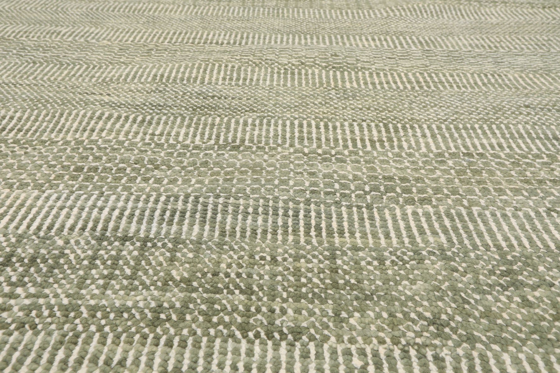 Multi Size Sage Ivory Color Hand Knotted Tibetan Wool & Bamboo Silk Contemporary Oriental Rug