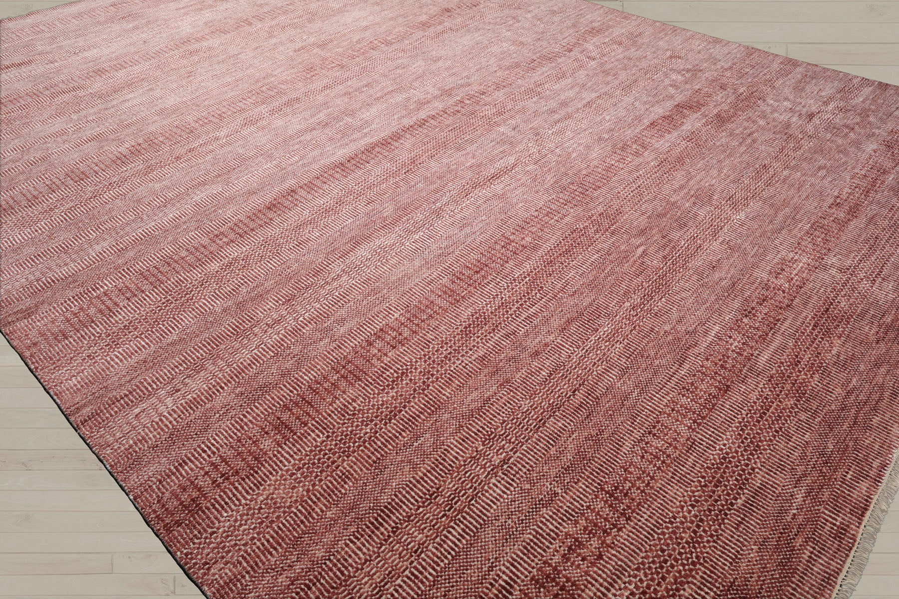 Multi Size Raspberry Ivory Color Hand Knotted Tibetan Wool & Bamboo Silk Contemporary Oriental Rug