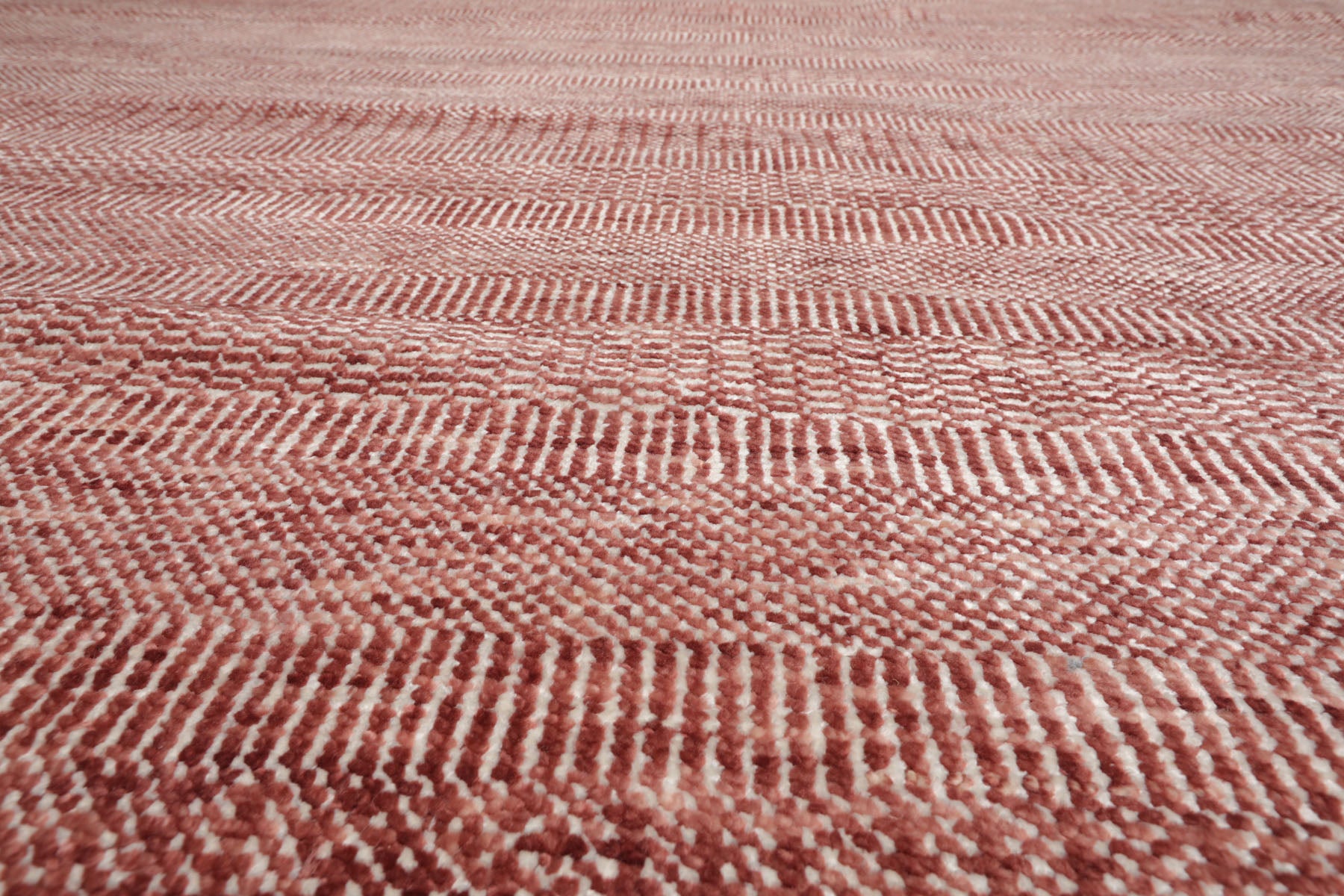 Multi Size Raspberry Ivory Color Hand Knotted Tibetan Wool & Bamboo Silk Contemporary Oriental Rug