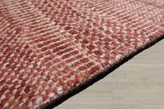 Multi Size Raspberry Ivory Color Hand Knotted Tibetan Wool & Bamboo Silk Contemporary Oriental Rug