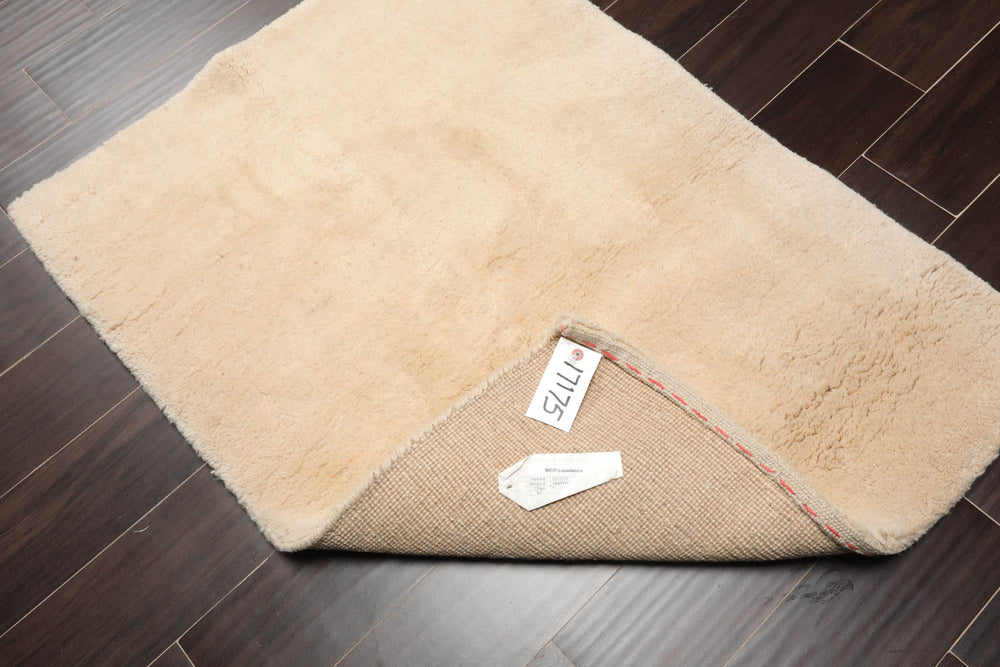 2x3 Ivory, , Color Hand Knotted Gabbeh 100% Wool Modern Oriental Rug