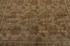 6x9 Tan, Moss, Color Hand Knotted Tibetan Wool & Silk Transitional Oriental Rug