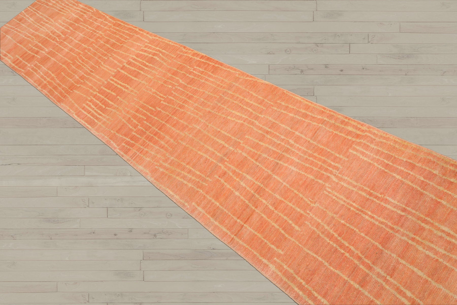 Multi Size Salmon Beige Color Hand Knotted Tibetan Wool Contemporary Oriental Rug