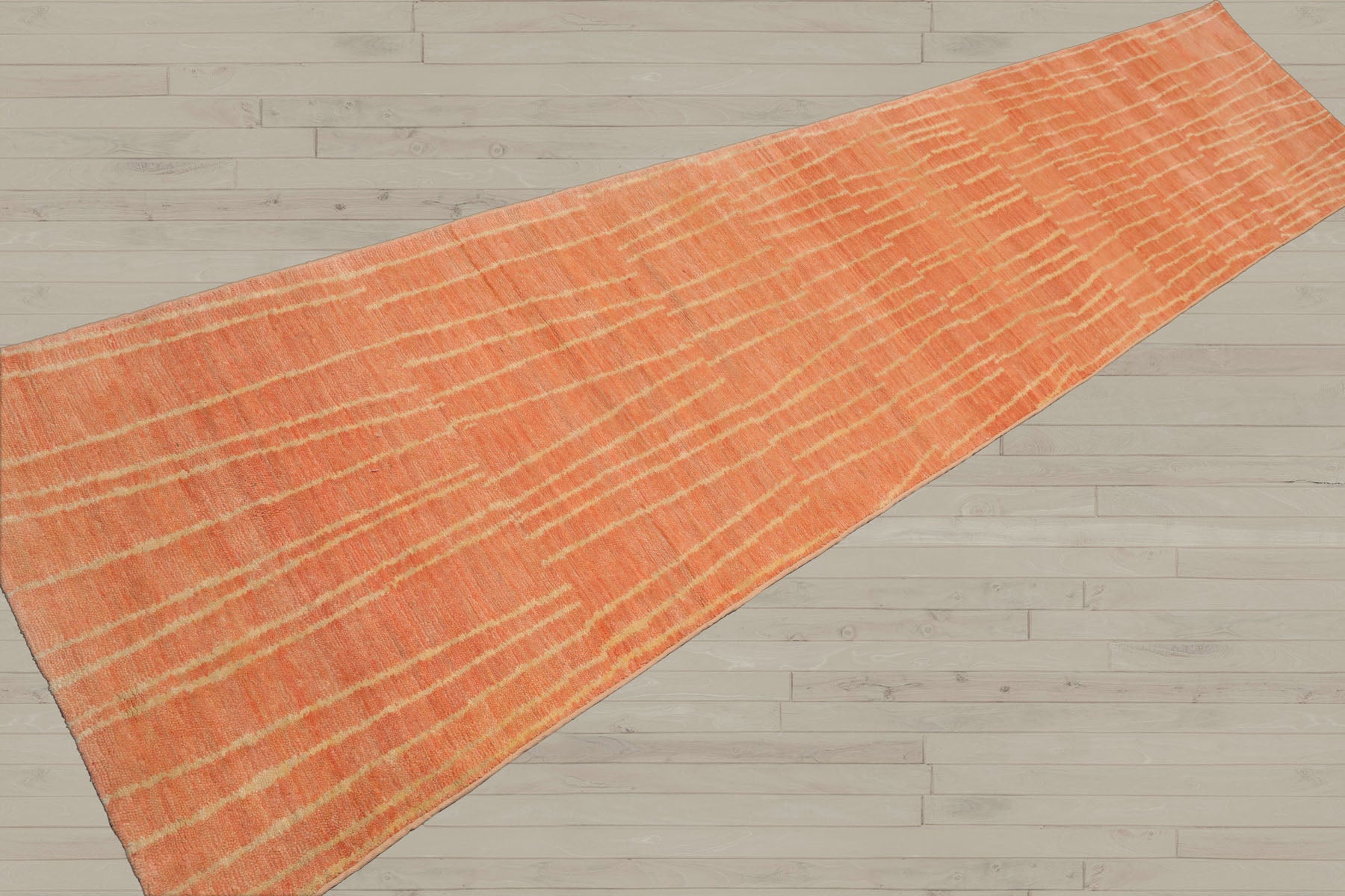 Multi Size Salmon Beige Color Hand Knotted Tibetan Wool Contemporary Oriental Rug