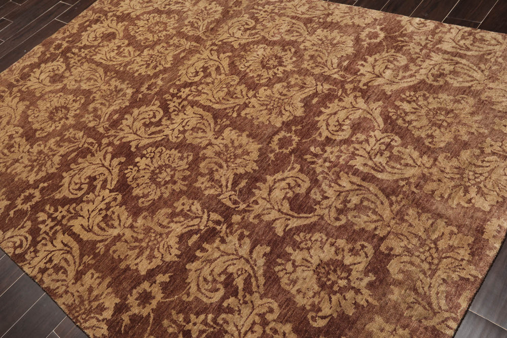 6x9 Brown, Beige, Tan Color Hand Knotted  100% Wool Transitional Oriental Rug