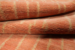 Multi Size Salmon Beige Color Hand Knotted Tibetan Wool Contemporary Oriental Rug