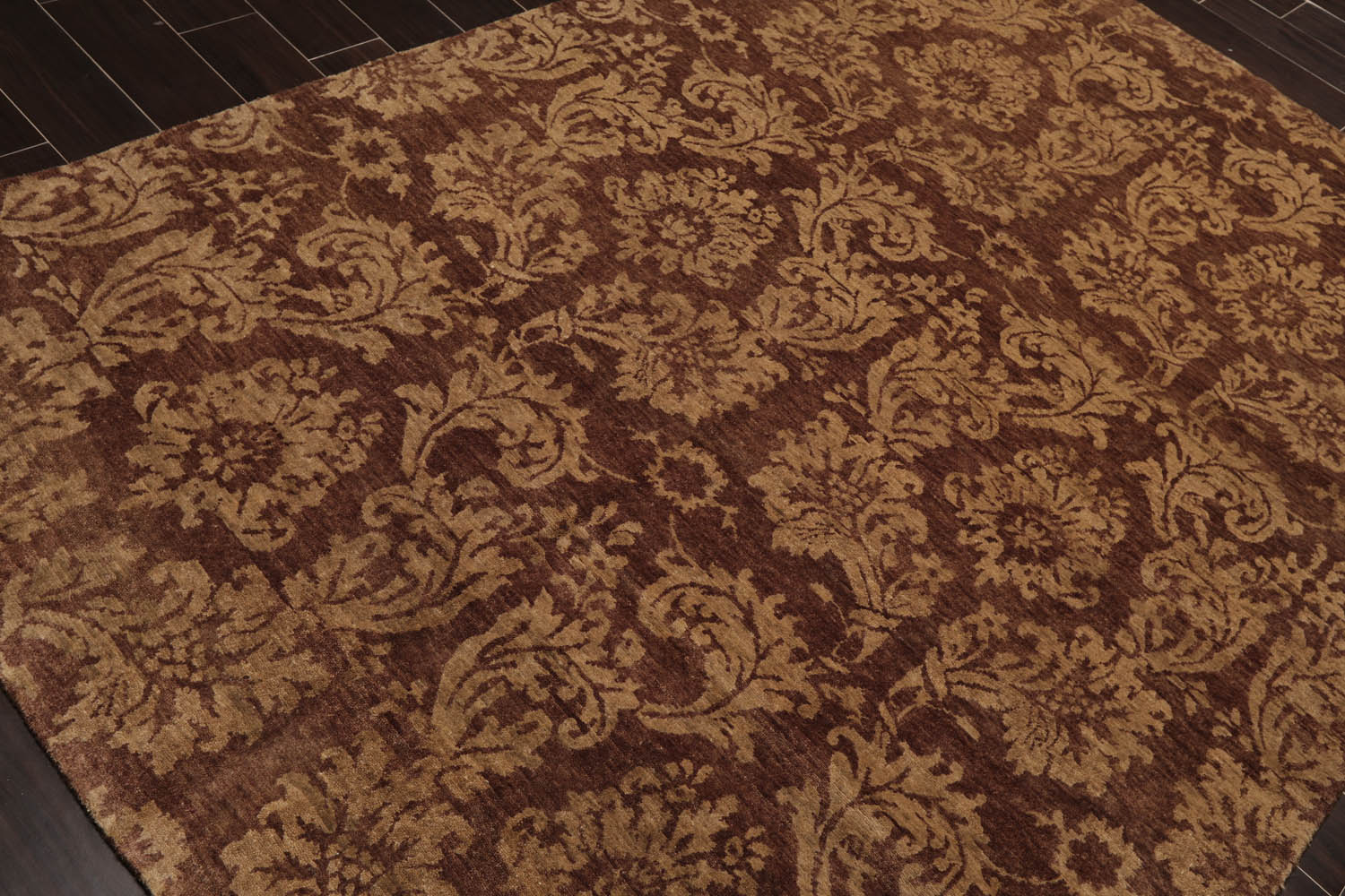 6x9 Brown, Beige, Tan Color Hand Knotted  100% Wool Transitional Oriental Rug