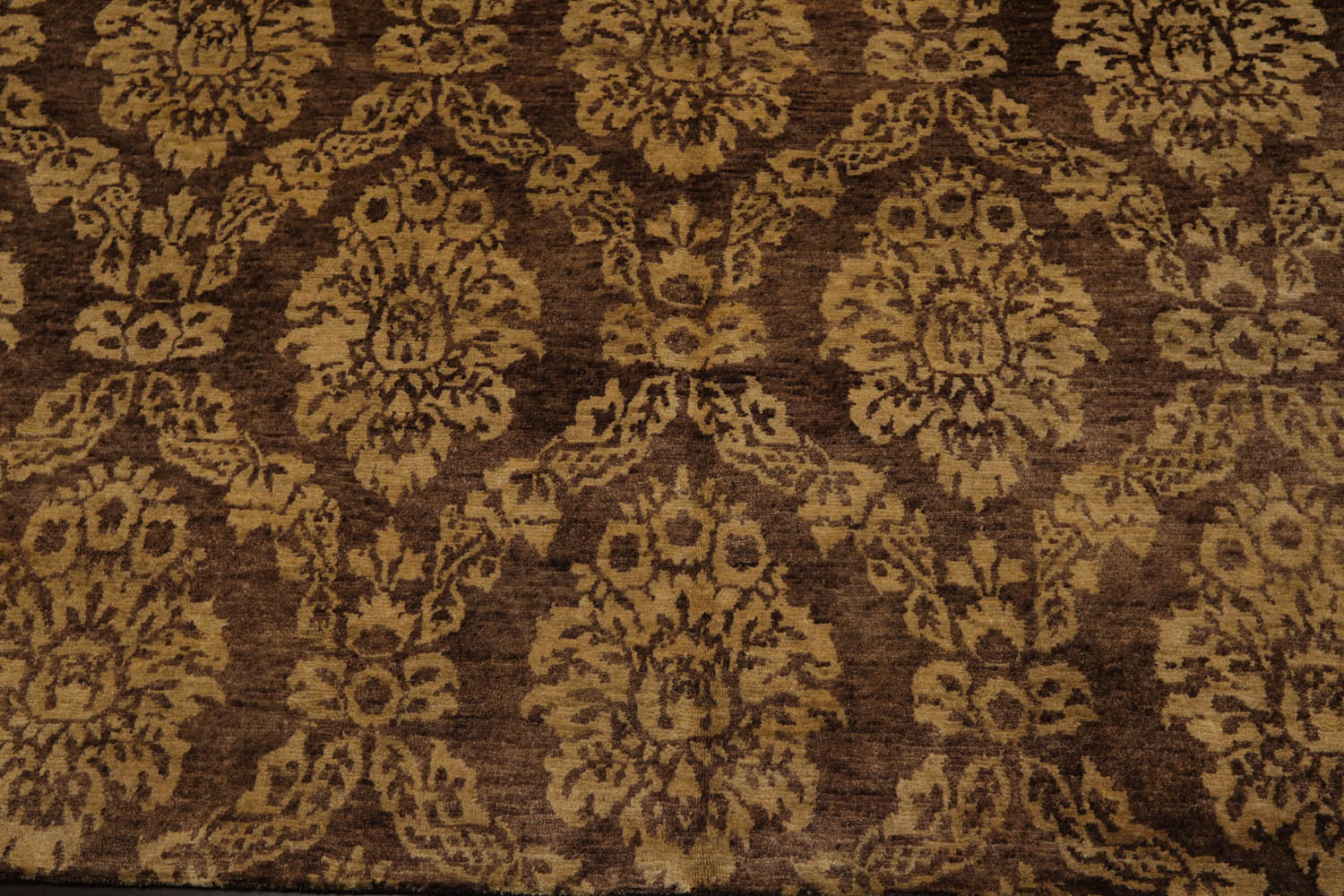 6x9 Brown, Light Gold, Color Hand Knotted  100% Wool Transitional Oriental Rug