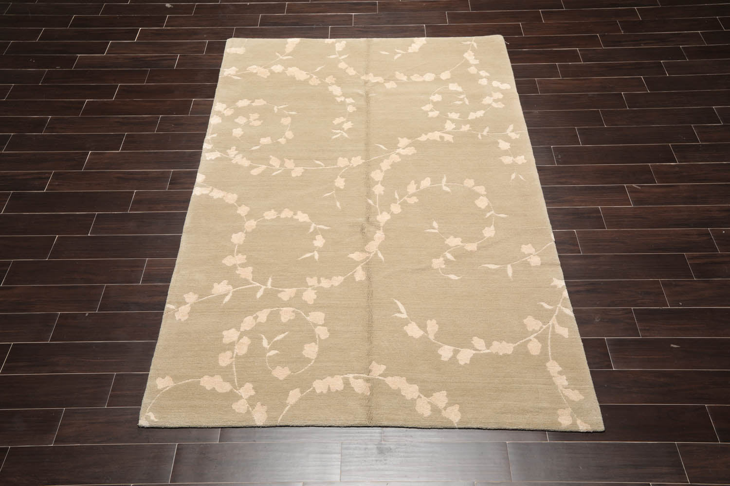6x9 Gray, Beige, Color Hand Knotted  Wool & Silk Transitional Oriental Rug