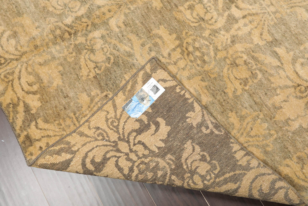6x9 Moss, Light Gold, Color Hand Knotted  100% Wool Transitional Oriental Rug