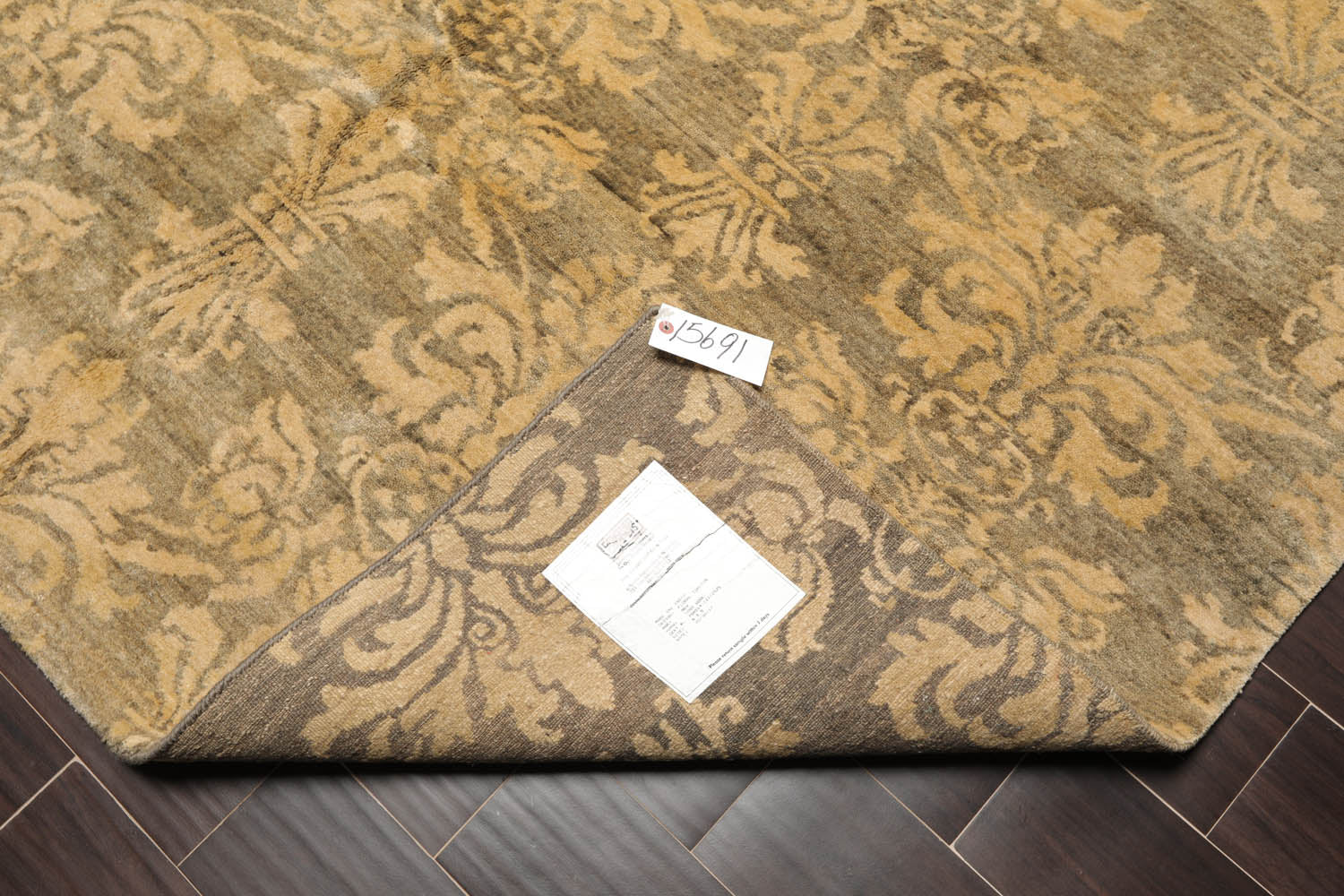 6x9 Moss, Light Gold, Color Hand Knotted  100% Wool Transitional Oriental Rug