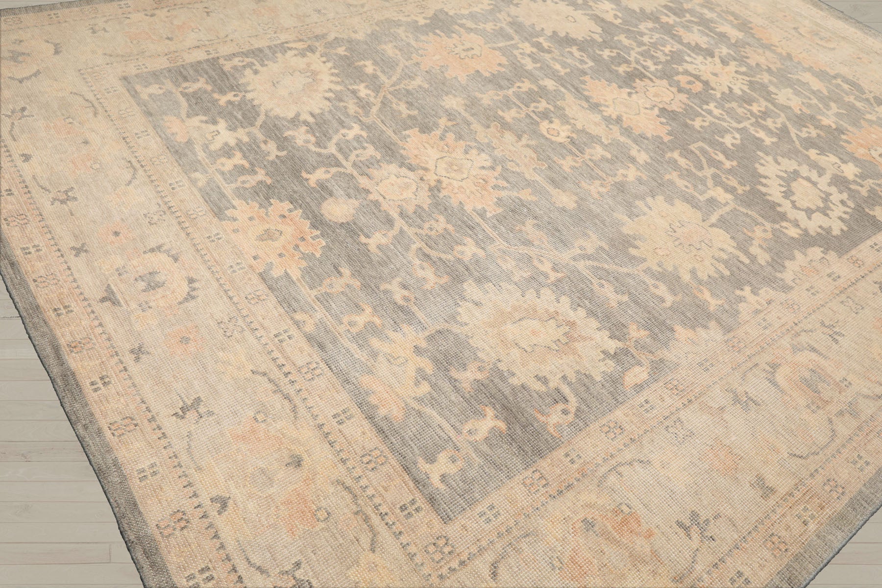Multi Size Gray Beige Tan Color Hand Knotted Oushak Wool Antique Oriental Rug