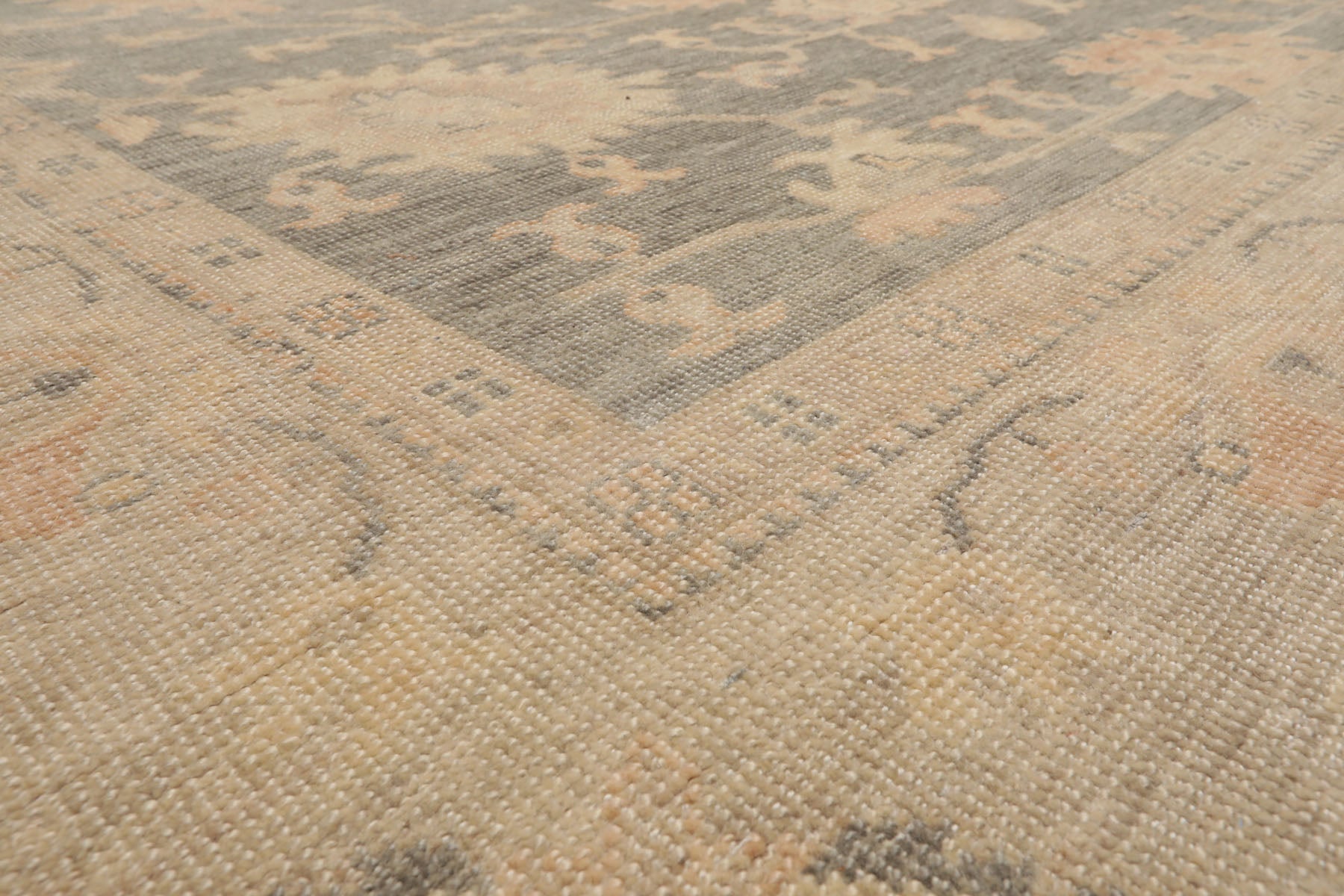 Multi Size Gray Beige Tan Color Hand Knotted Oushak Wool Antique Oriental Rug