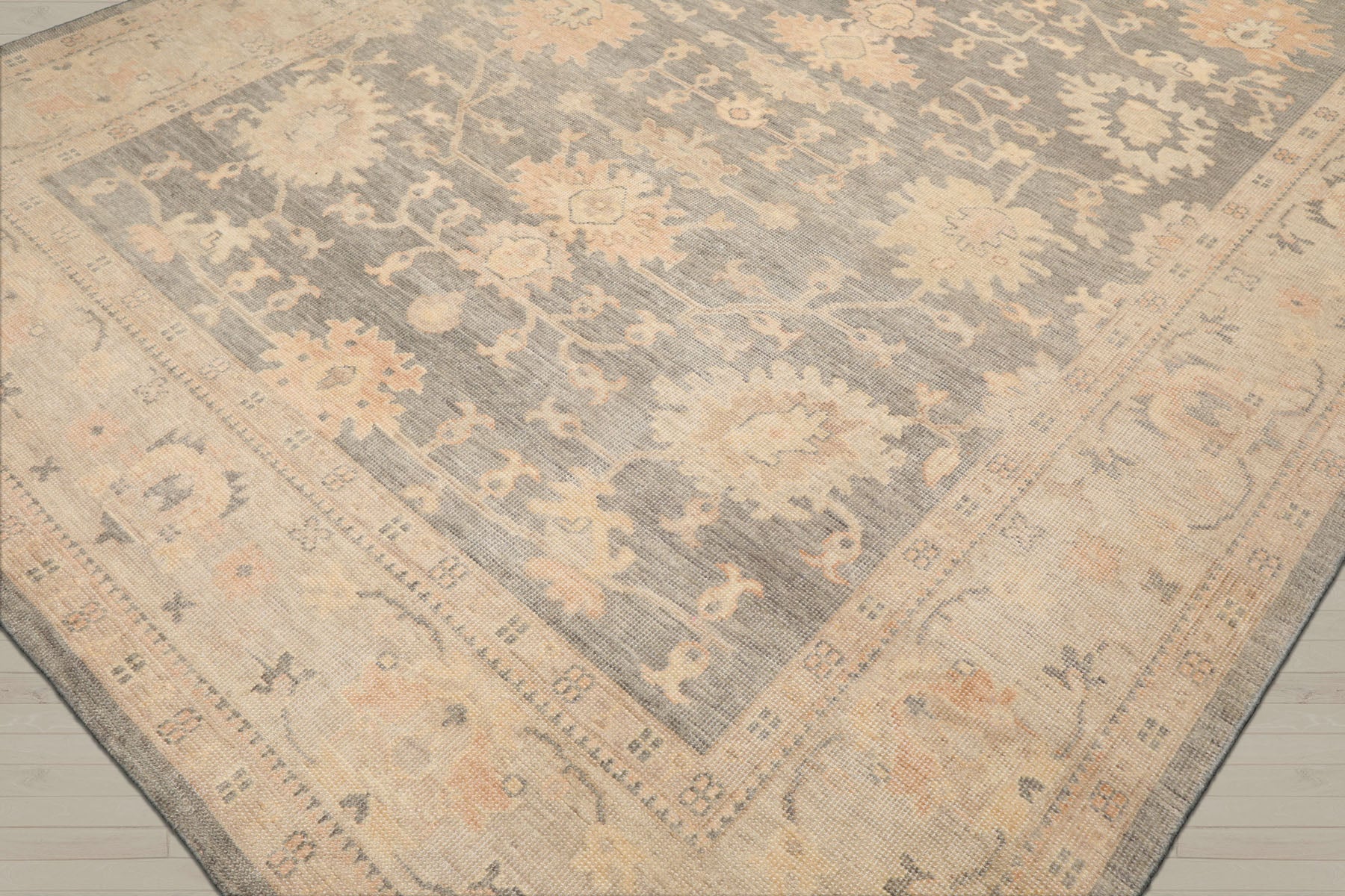 Multi Size Gray Beige Tan Color Hand Knotted Oushak Wool Antique Oriental Rug