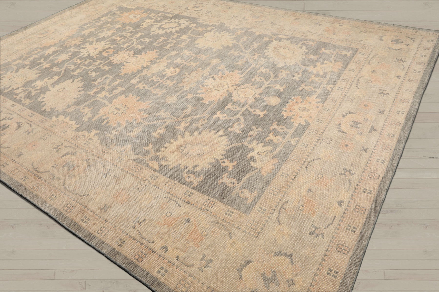 Multi Size Gray Beige Tan Color Hand Knotted Oushak Wool Antique Oriental Rug