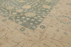 Multi Size Green Beige Caramel Color Hand Knotted Oushak Wool Antique Oriental Rug