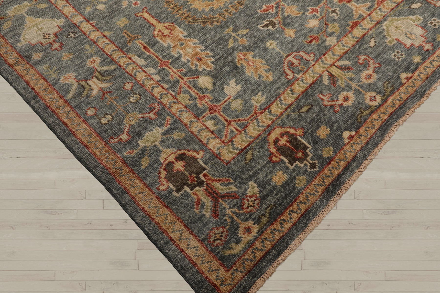 Multi Size Slate Beige Lime Color Hand Knotted Oushak Wool Traditional Oriental Rug