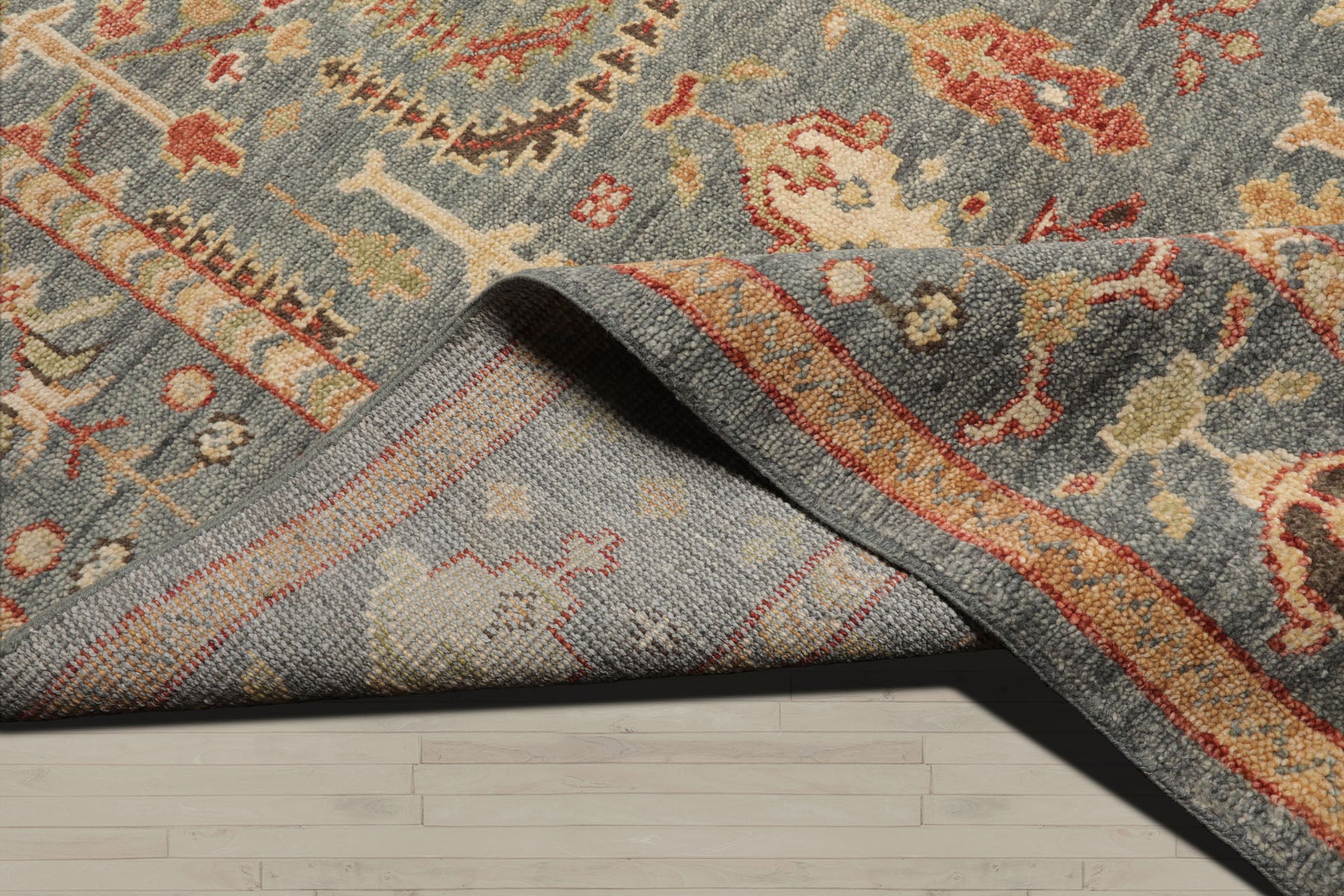 Multi Size Slate Beige Lime Color Hand Knotted Oushak Wool Traditional Oriental Rug