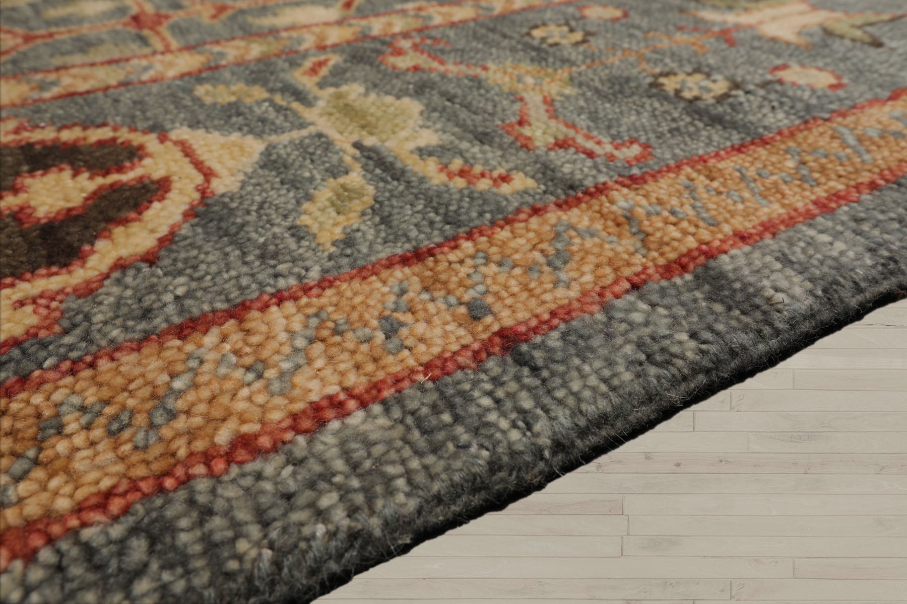 Multi Size Slate Beige Lime Color Hand Knotted Oushak Wool Traditional Oriental Rug