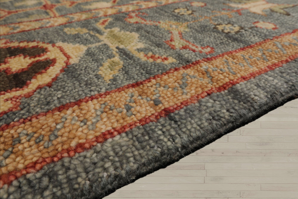 Multi Size Slate Beige Lime Color Hand Knotted Oushak Wool Traditional Oriental Rug